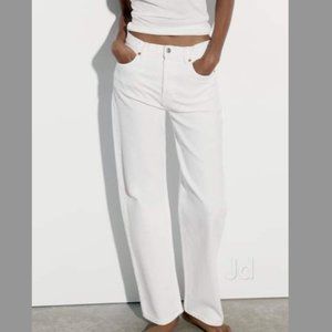 Zara Straight Fit White Jeans